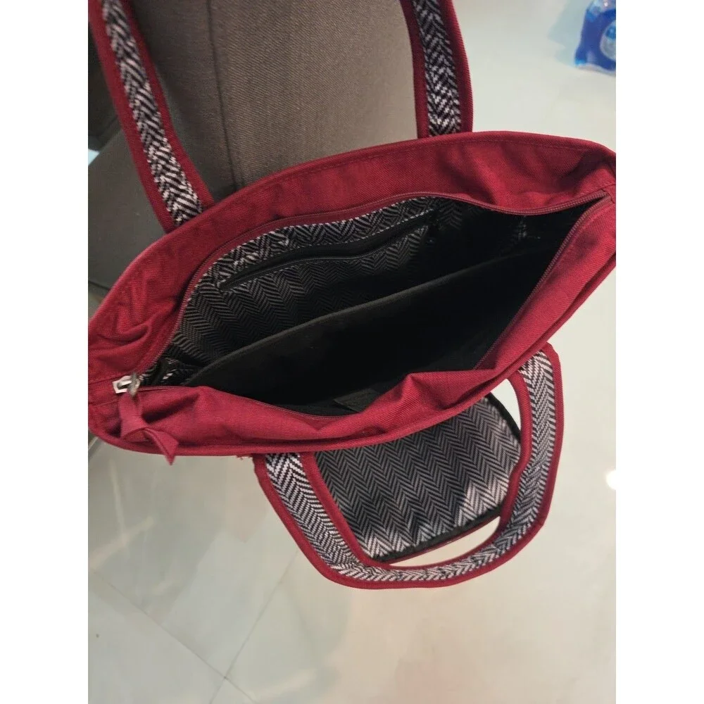 Burgundy OGIO Insulated Cloth Computer Tote bag Multi pockets Button Design